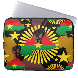 Funda Para Portátil Mapa de Burkina, bandera y puño de la revolución