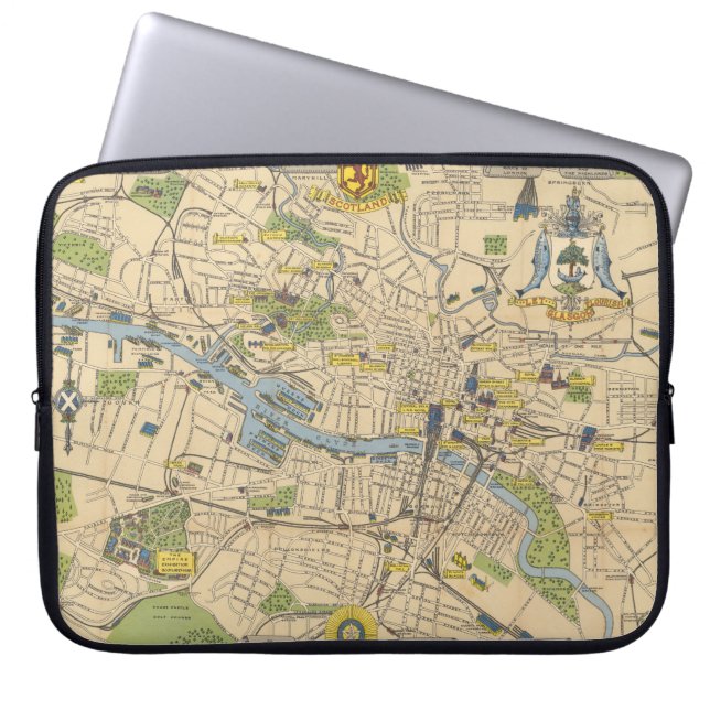 Funda Para Portátil Mapa de Glasgow, Inglaterra (Frente)