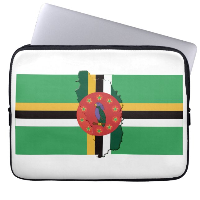 Funda Para Portátil Mapa de la bandera DOMINICA BLANCO patriótico (Frente)