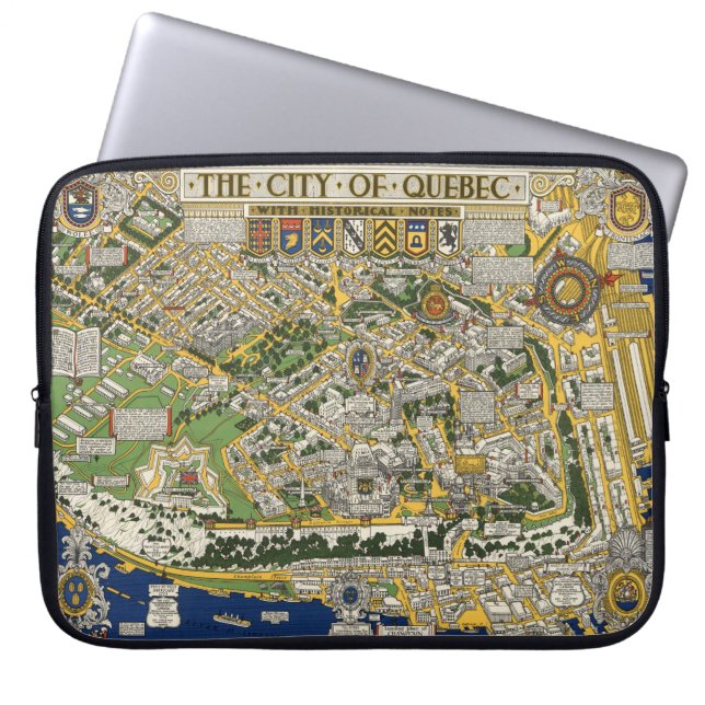 Funda Para Portátil Mapa de la ciudad de Quebec (Frente)
