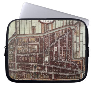 Funda Para Portátil Mapa de la ciudad de Réplica de Delft de 1649