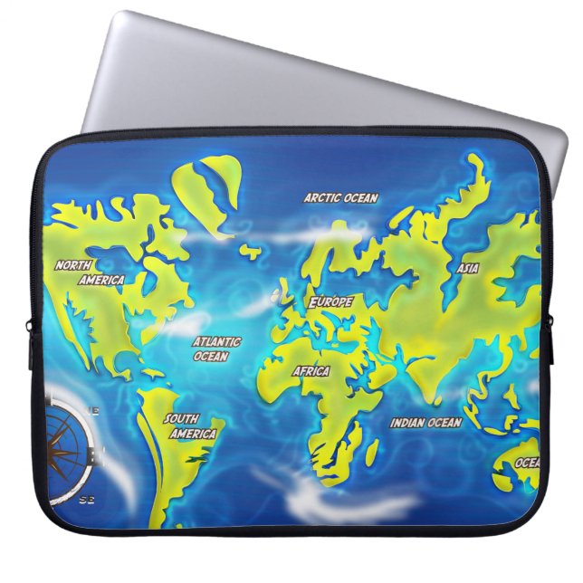 Funda Para Portátil Mapa de la Tierra Inundada (Frente)