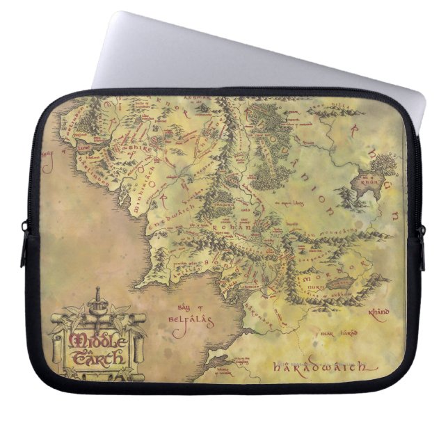 Funda Para Portátil Mapa de la Tierra Media (Frente)