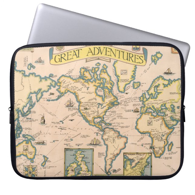 Funda Para Portátil Mapa de las grandes aventuras (Frente)