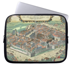 Funda Para Portátil Mapa de Leipzig, de "Civitates Orbis Terrarum"
