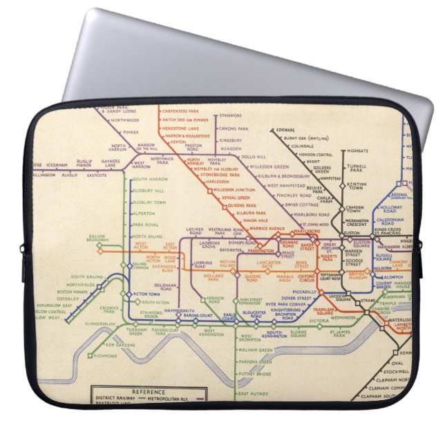Funda Para Portátil Mapa de los ferrocarriles subterráneos de Londres (Frente)