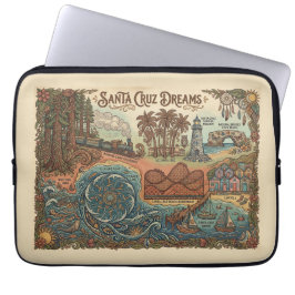 Funda Para Portátil Mapa de los sueños de Santa Cruz California: Costa