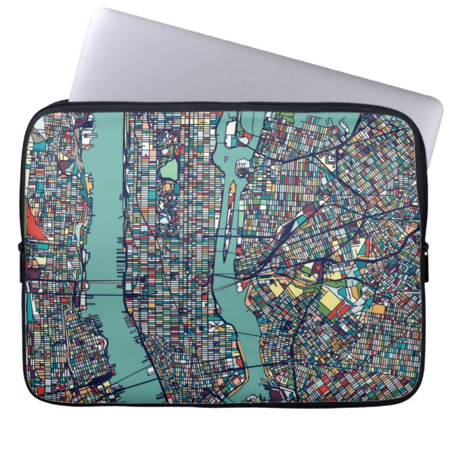 Funda Para Portátil Mapa de Manhattan Nueva York (Frente)