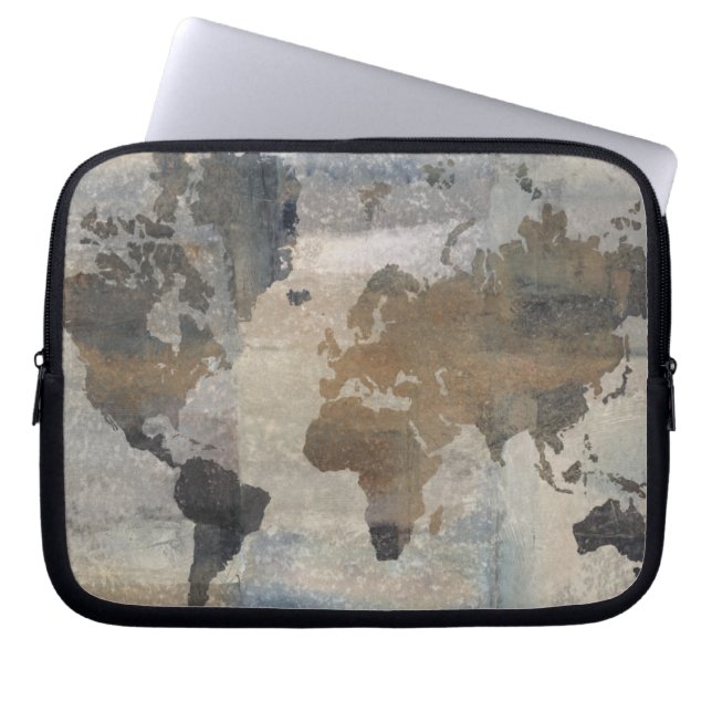 Funda Para Portátil Mapa de piedra gris del mundo (Frente)