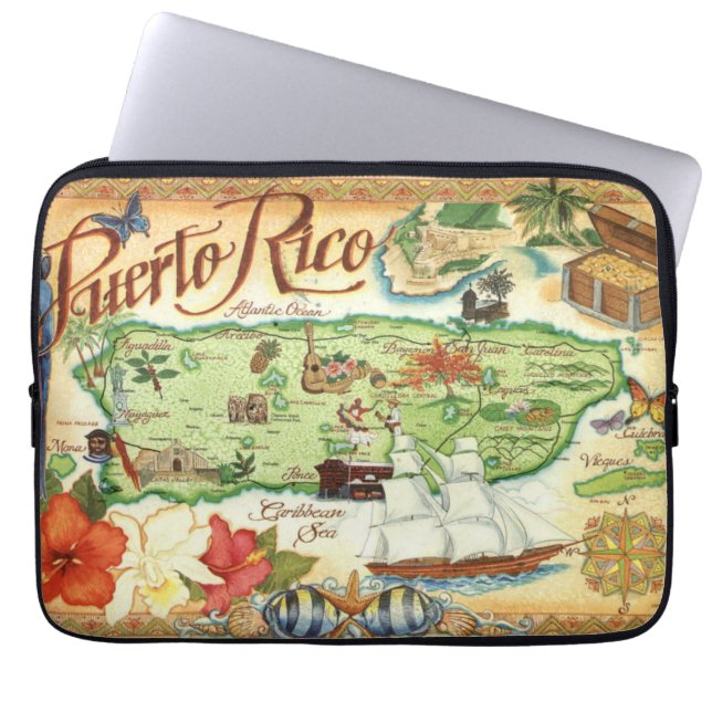 Funda Para Portátil Mapa de Puerto Rico (Frente)