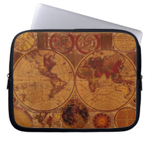 Funda Para Portátil Mapa de Viejo Mundo de Vintage Manga de Portátiles