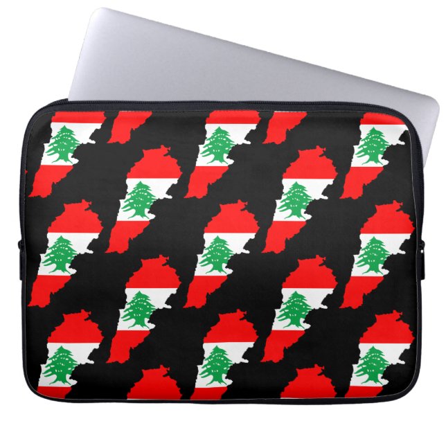 Funda Para Portátil Mapa del Líbano con bandera (Frente)