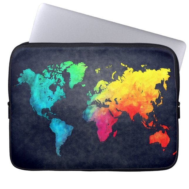 Funda Para Portátil mapa del mundo (Frente)