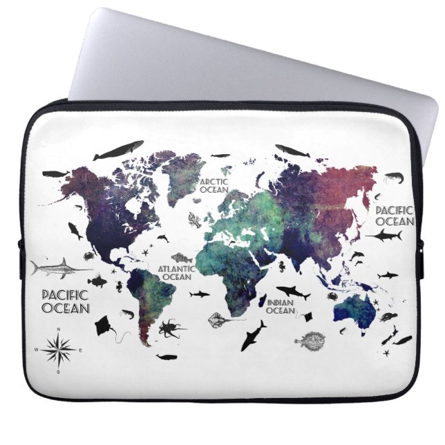 Funda Para Portátil mapa del mundo 7 (Frente)