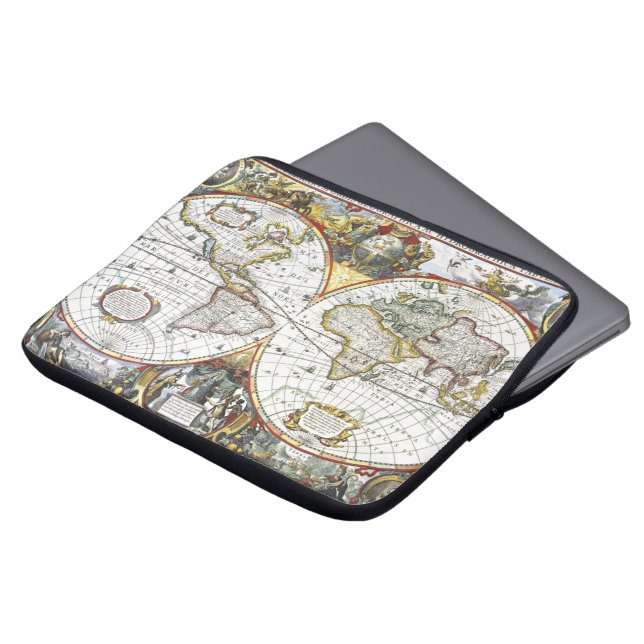 Funda Para Portátil Mapa del mundo antiguo de Hendrik Hondius, 1630 (Superior anverso)