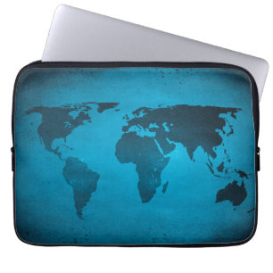 Funda Para Portátil Mapa del mundo azul vintage