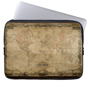 Funda Para Portátil Mapa del mundo de la cosecha de vintage