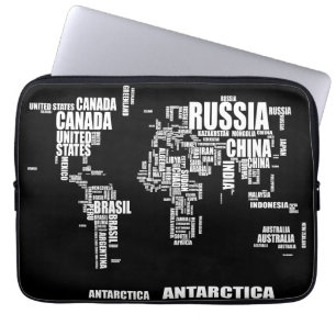Funda Para Portátil Mapa del mundo de la tipografía