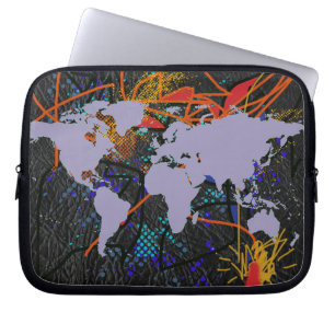 Funda Para Portátil mapa del mundo, estilo pop