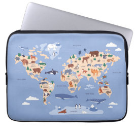 Funda Para Portátil Mapa del mundo infantil Cute Whimsical Moderno
