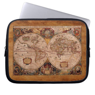 Funda Para Portátil Mapa del viejo mundo de 1630 de Henricus Hondius