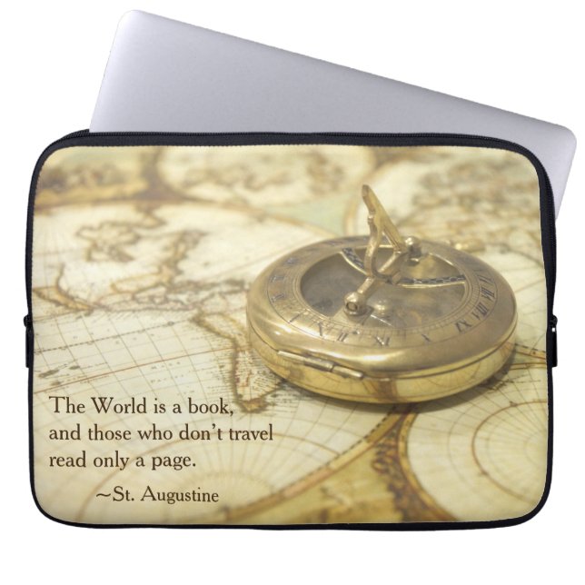 Funda Para Portátil Mapa del World Travel del compás (Frente)