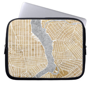 Funda Para Portátil Mapa dorado de la ciudad de Nueva York