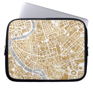 Funda Para Portátil Mapa dorado de la ciudad de Roma