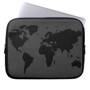 Funda Para Portátil mapa estilizado del mundo negro