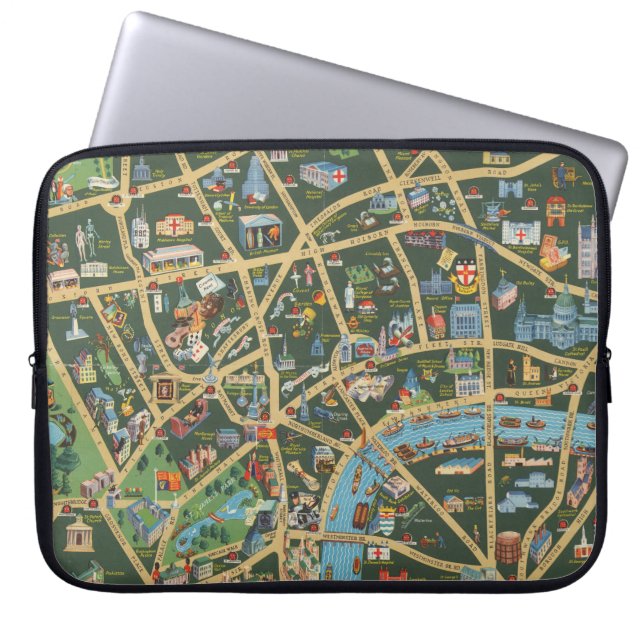 Funda Para Portátil Mapa fotográfico del Daily Telegraph de Londres (Frente)