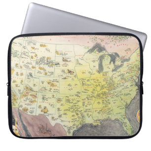 Funda Para Portátil Mapa gráfico de América - Esbozos Personalizados