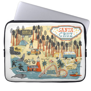 Funda Para Portátil Mapa ilustrado de Santa Cruz California