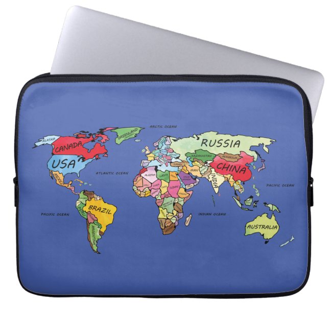 Funda Para Portátil Mapa mundial (Frente)