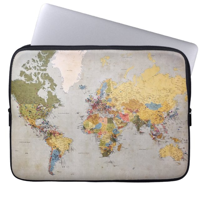 Funda Para Portátil mapa mundial (Frente)