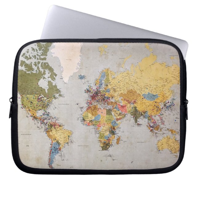 Funda Para Portátil mapa mundial (Frente)