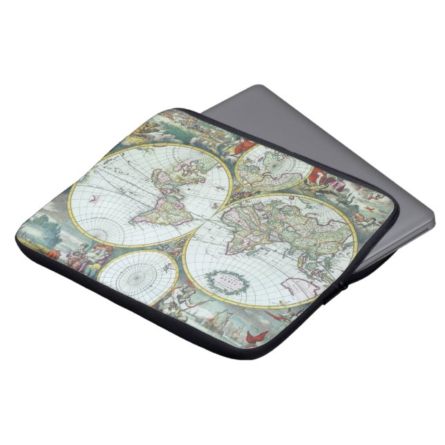Funda Para Portátil Mapa Mundial de Antigüedades del Siglo XVII, Frede (Superior anverso)