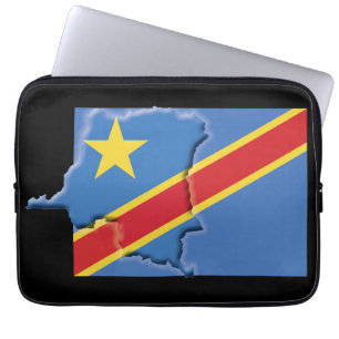 Funda Para Portátil Mapa NEGRO de bandera del CONGO REPÚBLICO DEMOCRÁT