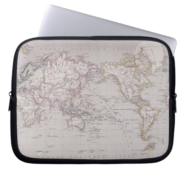 Funda Para Portátil Mapa Planisférico del Mundo (Frente)