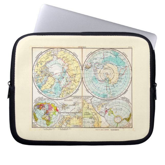 Funda Para Portátil Mapa polar en alemán (Frente)