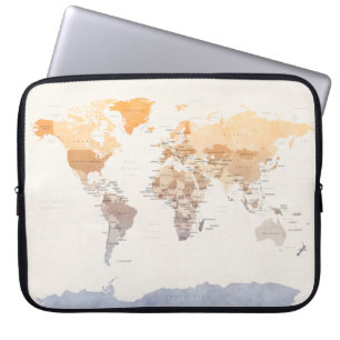 Funda Para Portátil Mapa político de Acuarela del mundo