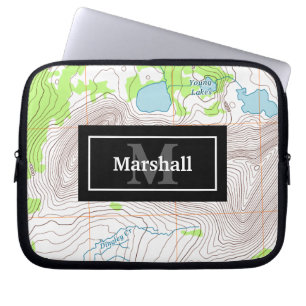 Funda Para Portátil Mapa topográfico con su nombre y monograma