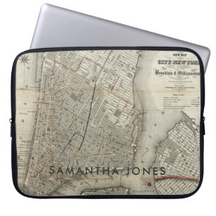 Funda Para Portátil Mapa vintage del viajero de Nueva York wanderlust