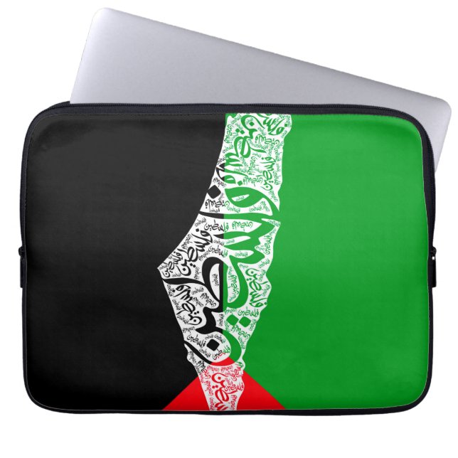 Funda Para Portátil Mapa y bandera de Palestina libre ف ن س ط (Frente)