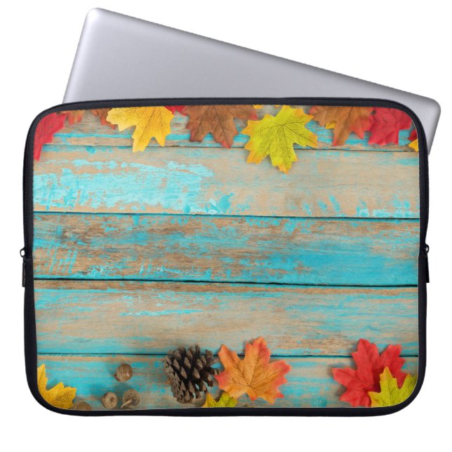 Funda Para Portátil Maple otoñal: Marco Natural de la Pinecona. (Frente)