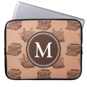 Funda Para Portátil Máquina de escribir con vinagre de monograma marró