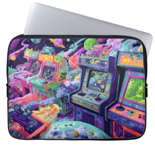 Funda Para Portátil Máquinas de Arcade Retro en el Espacio