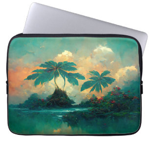 Funda Para Portátil Mar de fantasía tropical y palmeras