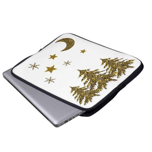 Funda Para Portátil Maravilloso árbol de Navidad, luna, estrellas (Inferior anverso)