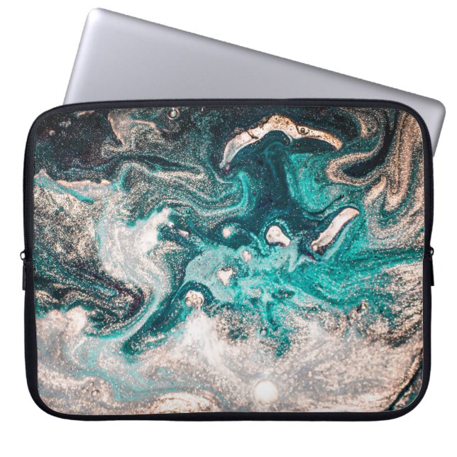 Funda Para Portátil Marble artesanal: Textura tradicional de lujo. (Frente)