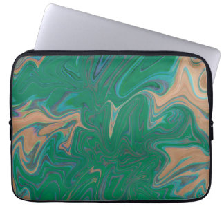 Funda Para Portátil Marble Forms – Green & Gold Natural Flow